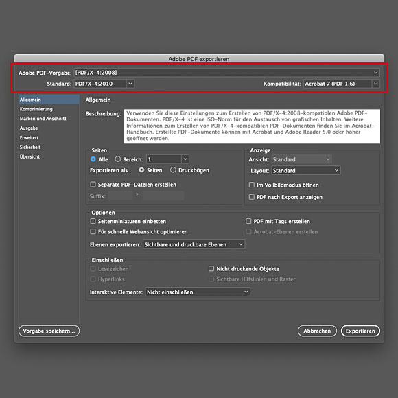 PDF Export aus Adobe InDesign