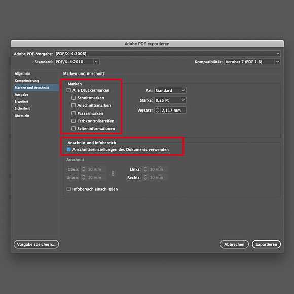 PDF Export aus Adobe InDesign