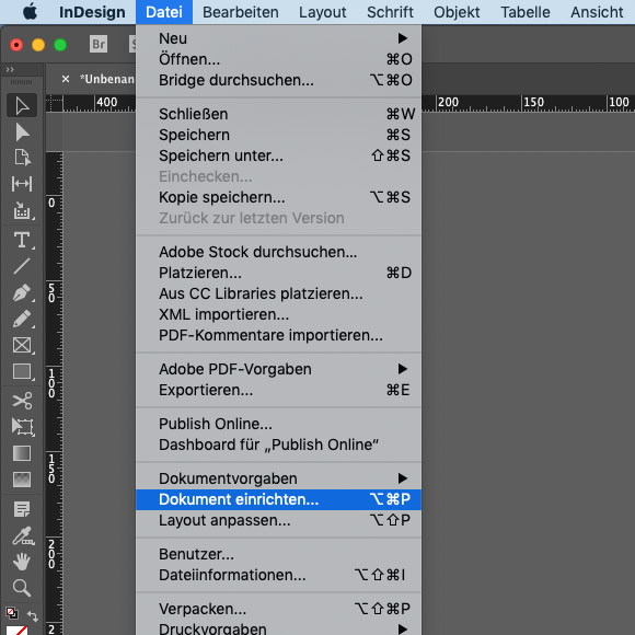 Anlage in Adobe InDesign